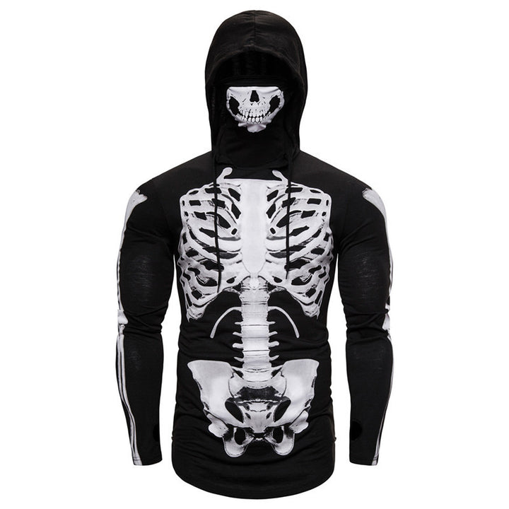 Herrar hoodie med skelettdesign och praktiskt ansiktsskydd Mirla-Eva Jonsson