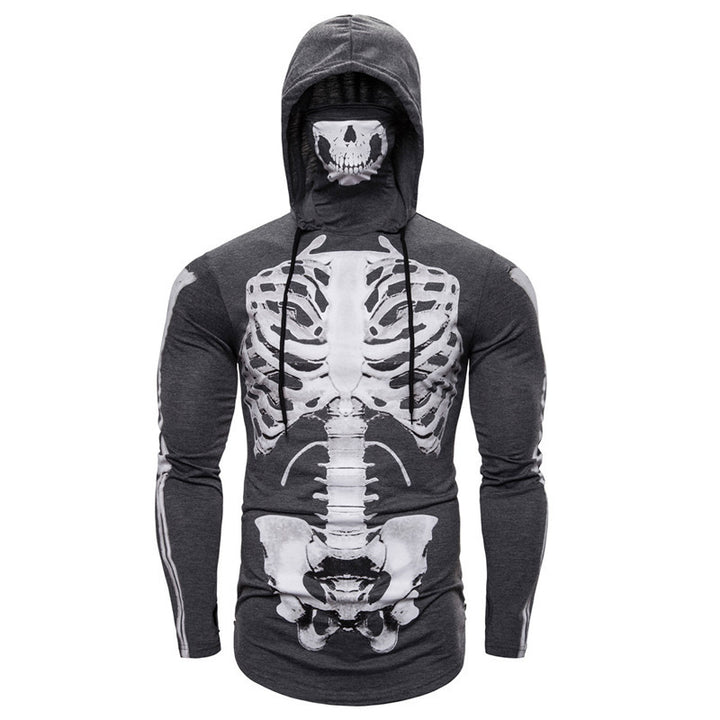 Herrar hoodie med skelettdesign och praktiskt ansiktsskydd Mirla-Eva Jonsson