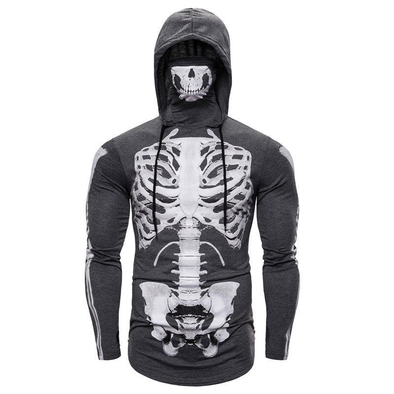 Herrar hoodie med skelettdesign och praktiskt ansiktsskydd Mirla-Eva Jonsson