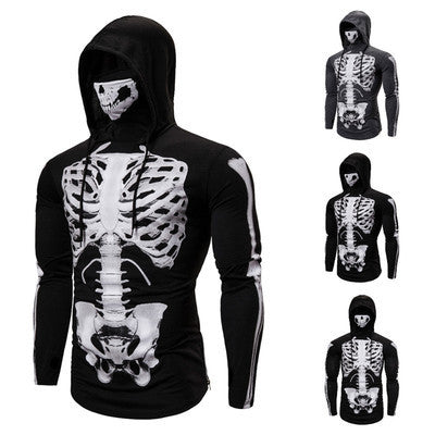 Herrar hoodie med skelettdesign och praktiskt ansiktsskydd Mirla-Eva Jonsson