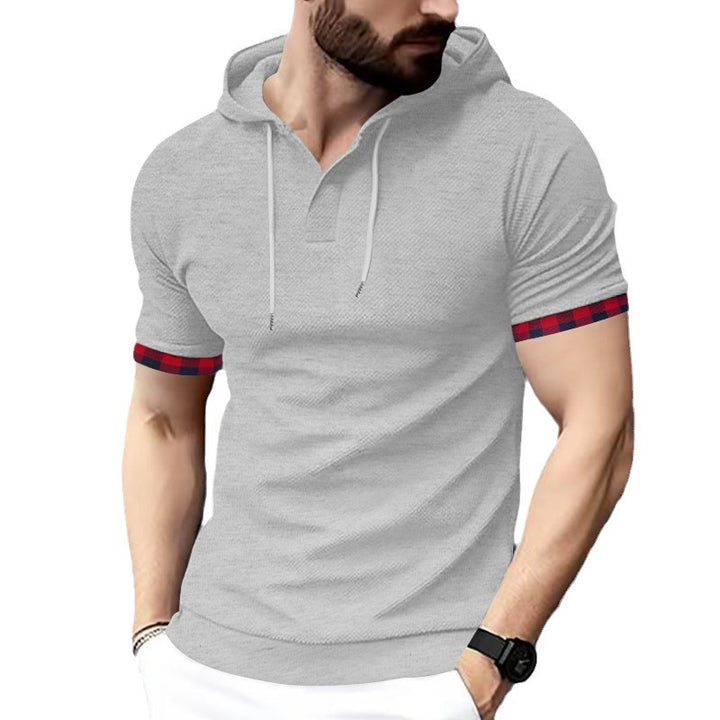 Herrar hoodie med strukturerad design och rutiga detaljer Mirla-Eva Jonsson