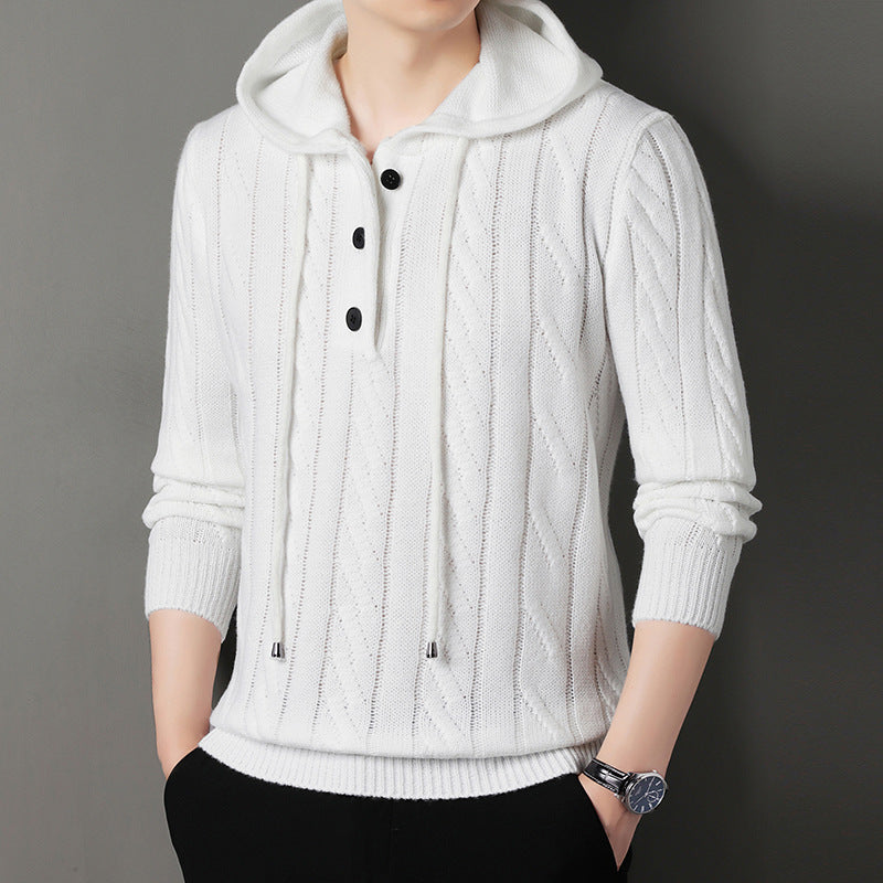 Herrar hoodie med strukturerad stickad look Mirla-Eva Jonsson
