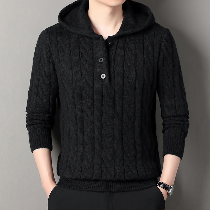 Herrar hoodie med strukturerad stickad look Mirla-Eva Jonsson