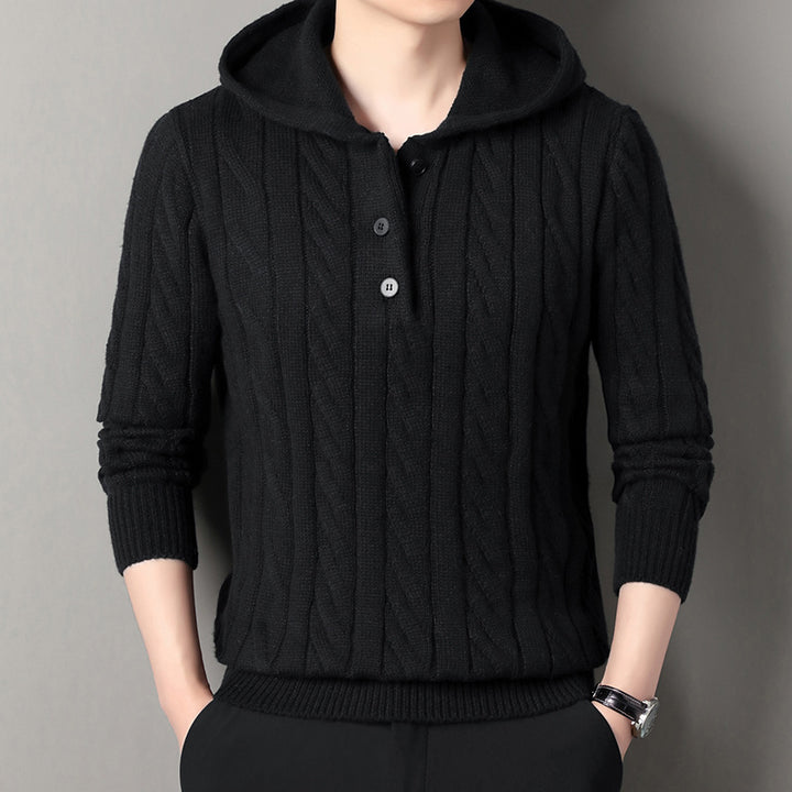Herrar hoodie med strukturerad stickad look Mirla-Eva Jonsson
