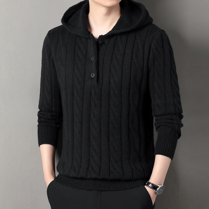 Herrar hoodie med strukturerad stickad look Mirla-Eva Jonsson