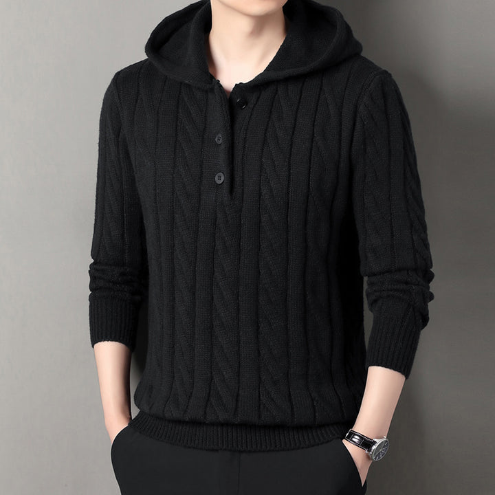 Herrar hoodie med strukturerad stickad look Mirla-Eva Jonsson