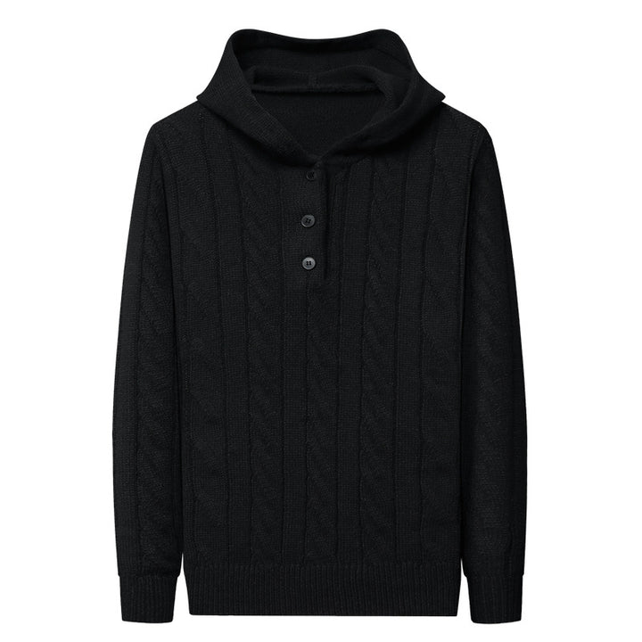 Herrar hoodie med strukturerad stickad look Mirla-Eva Jonsson