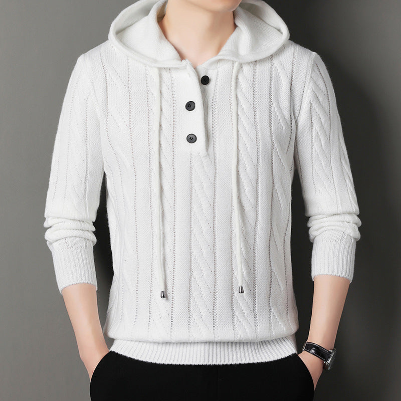 Herrar hoodie med strukturerad stickad look Mirla-Eva Jonsson