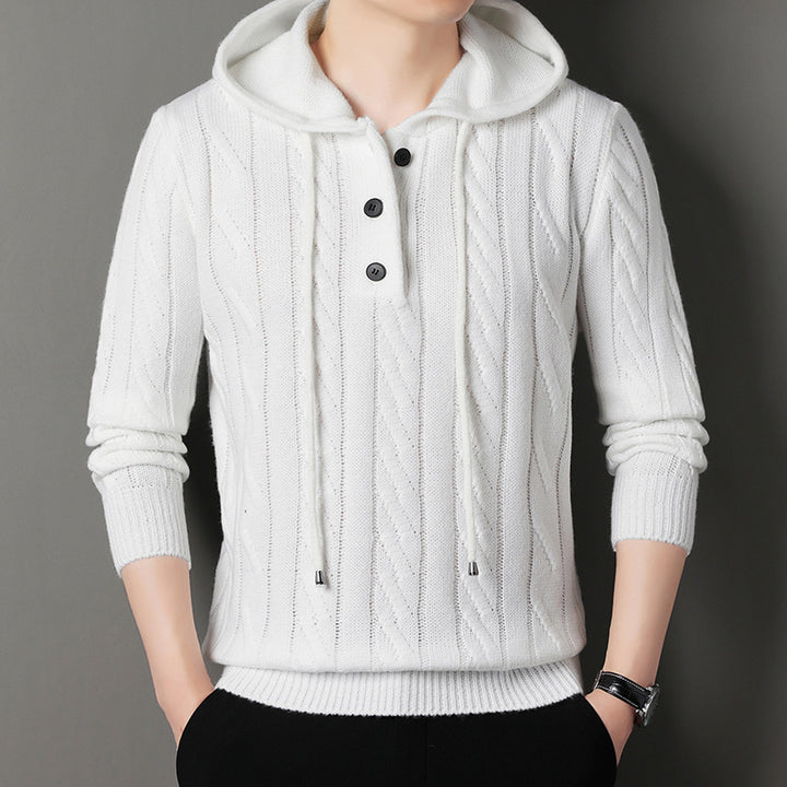 Herrar hoodie med strukturerad stickad look Mirla-Eva Jonsson