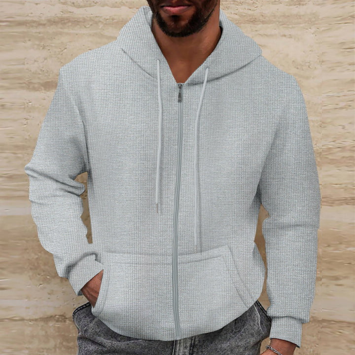 Herrar hoodie med strukturerad yta och praktiska fickor Eva Jonsson-Eva Jonsson