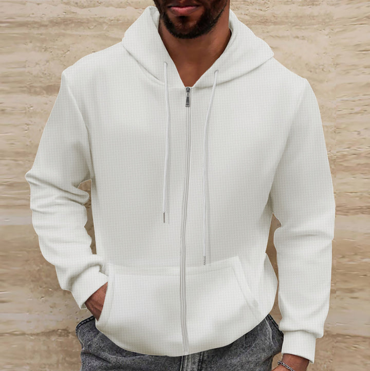 Herrar hoodie med strukturerad yta och praktiska fickor Eva Jonsson-Eva Jonsson