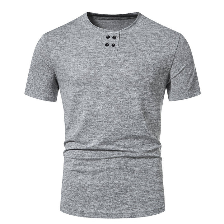 Herrar kortärmad Henley T-shirt med modernt knappdesign och andningsbar bomullskvalitet Eva Jonsson-Eva Jonsson
