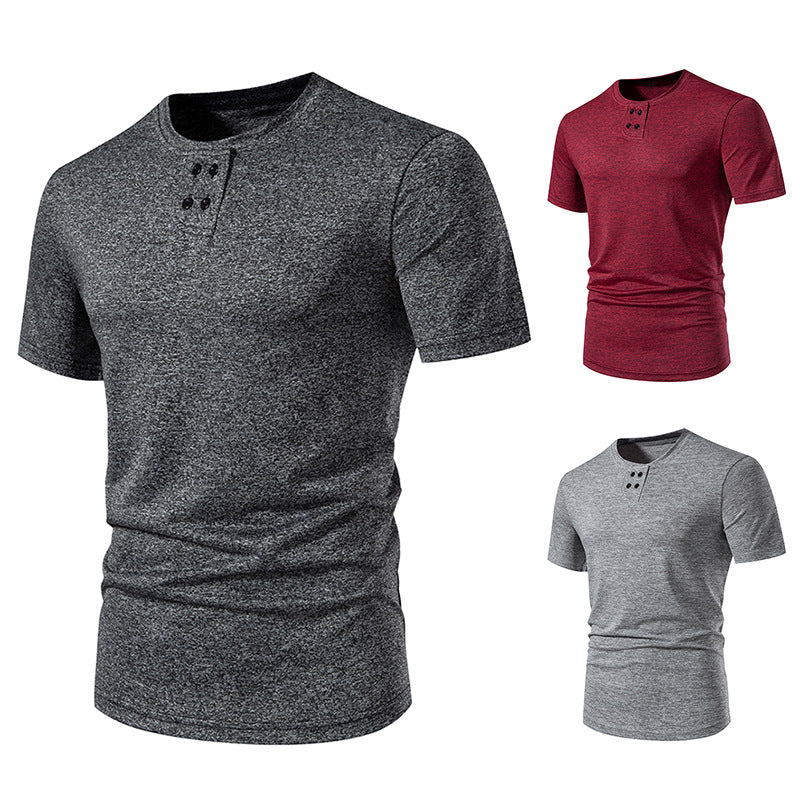 Herrar kortärmad Henley T-shirt med modernt knappdesign och andningsbar bomullskvalitet Eva Jonsson-Eva Jonsson