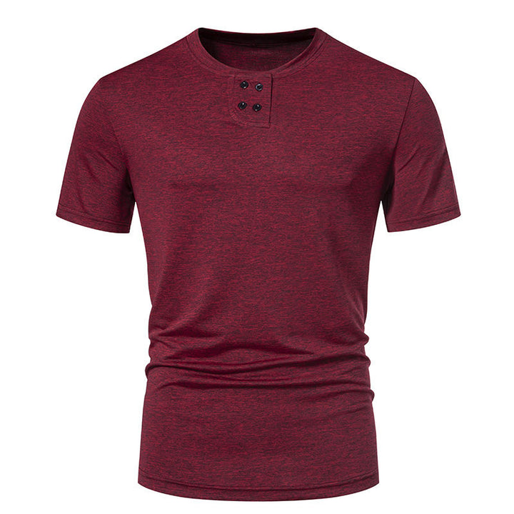 Herrar kortärmad Henley T-shirt med modernt knappdesign och andningsbar bomullskvalitet Mirla-Eva Jonsson