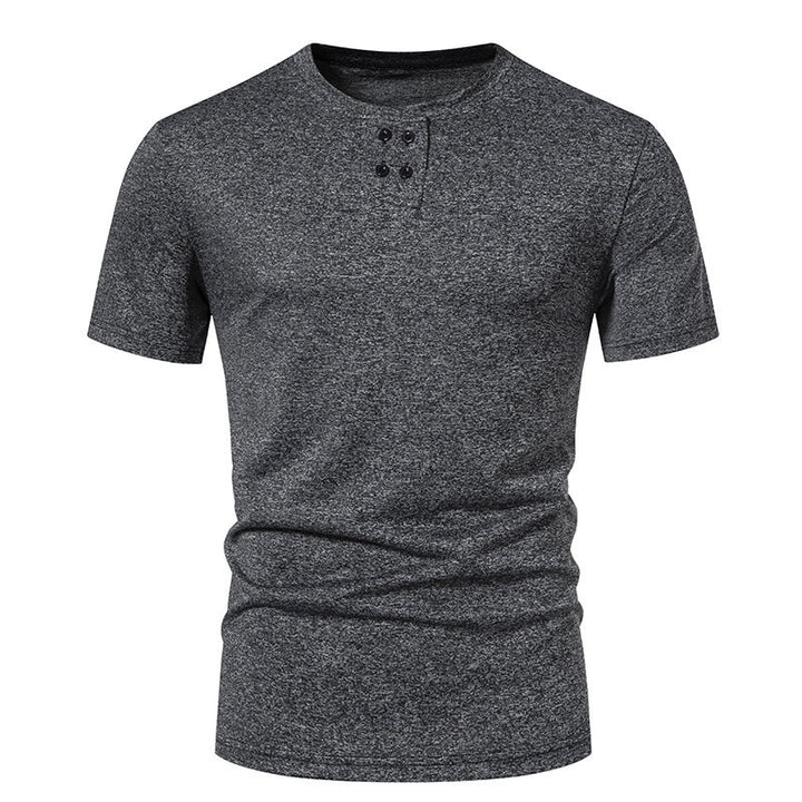 Herrar kortärmad Henley T-shirt med modernt knappdesign och andningsbar bomullskvalitet Mirla-Eva Jonsson