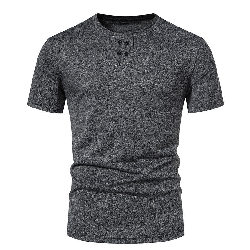 Herrar kortärmad Henley T-shirt med modernt knappdesign och andningsbar bomullskvalitet Mirla-Eva Jonsson