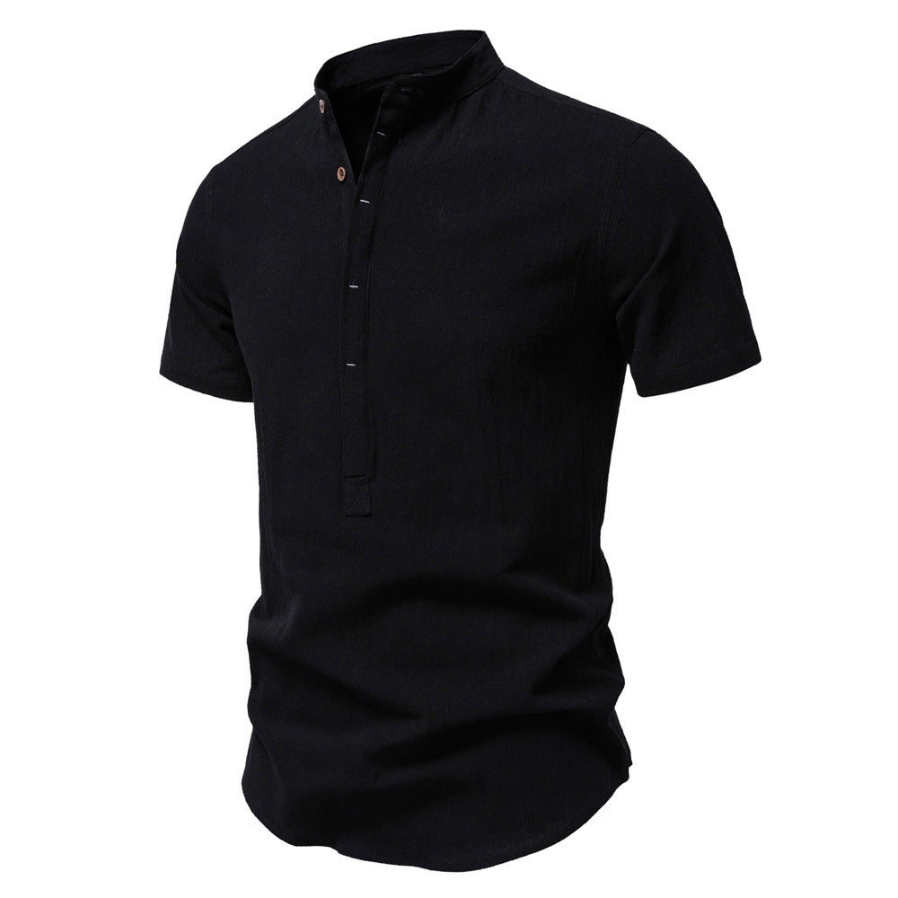 Herrar kortärmad Henley-shirt med praktisk knapplist och modern design Mirla-Eva Jonsson