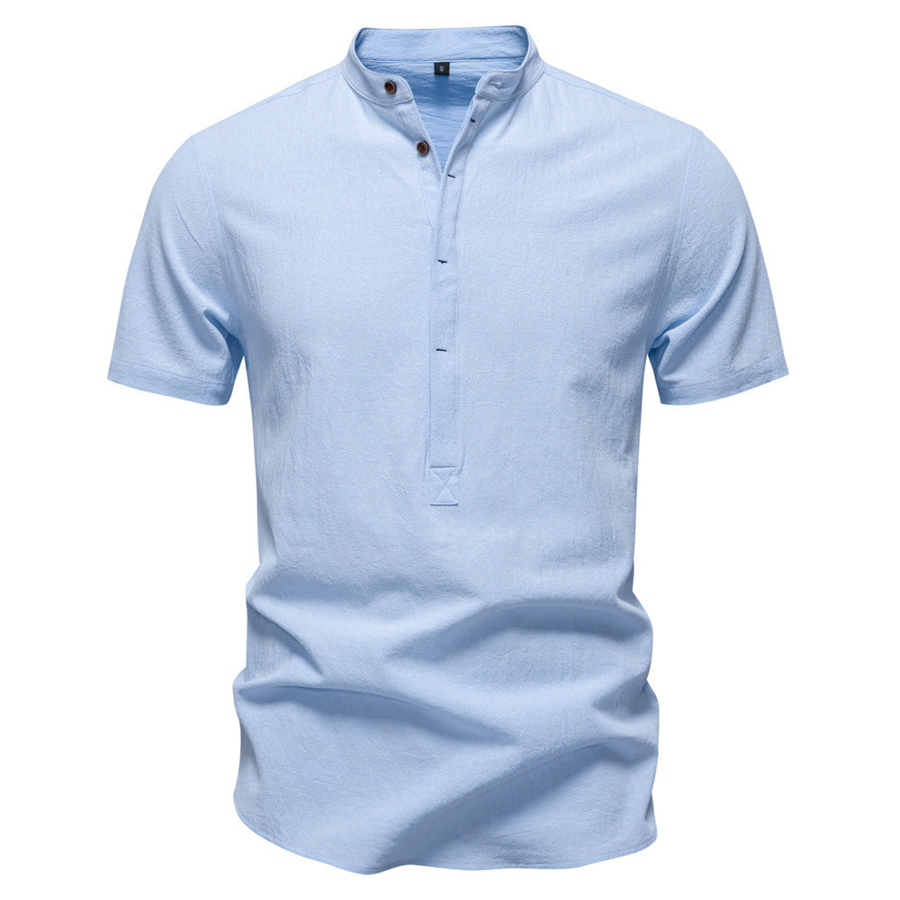 Herrar kortärmad Henley-shirt med praktisk knapplist och modern design Mirla-Eva Jonsson