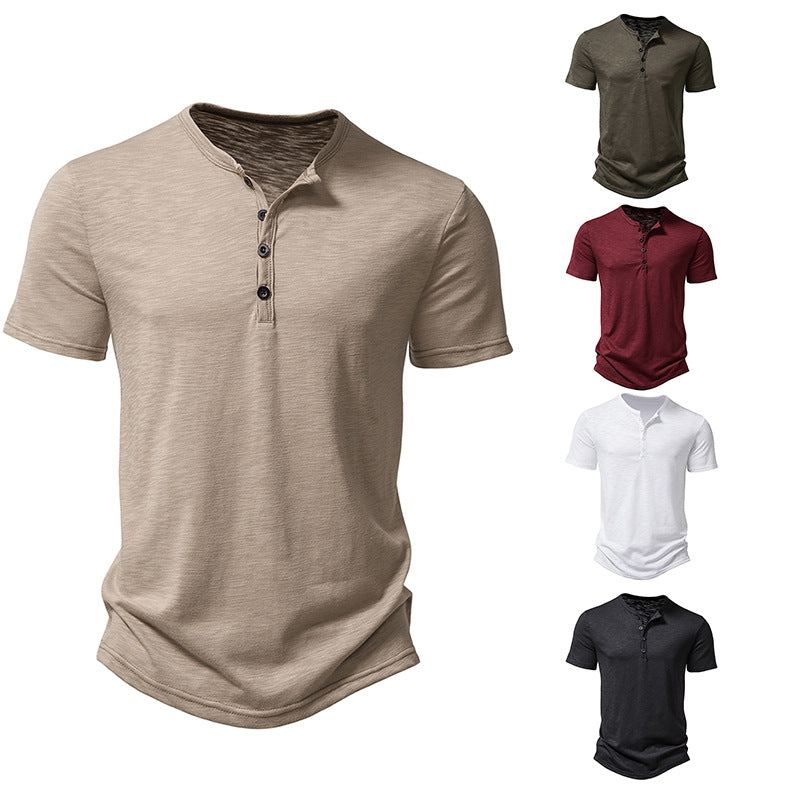 Herrar kortärmad Henley-tröja med klassisk knappdesign Mirla-Eva Jonsson