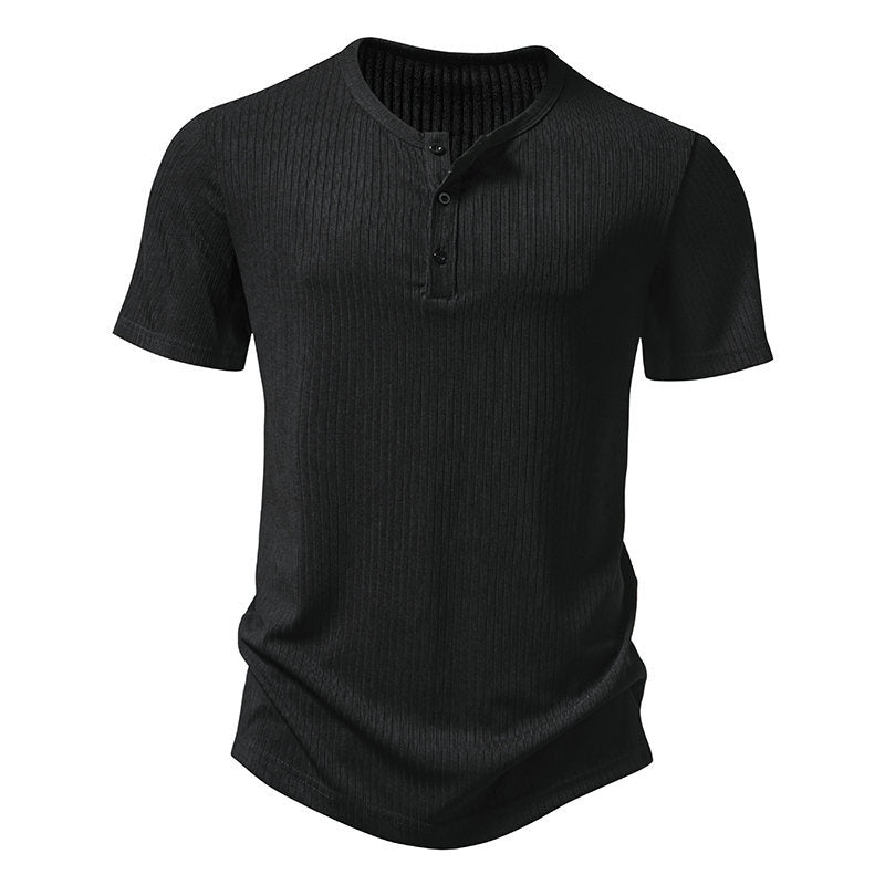 Herrar kortärmad henley-tröja med strukturerad design Mirla-Eva Jonsson