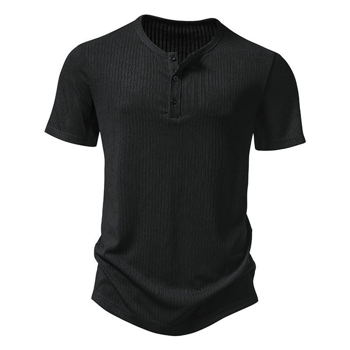 Herrar kortärmad henley-tröja med strukturerad design Mirla-Eva Jonsson