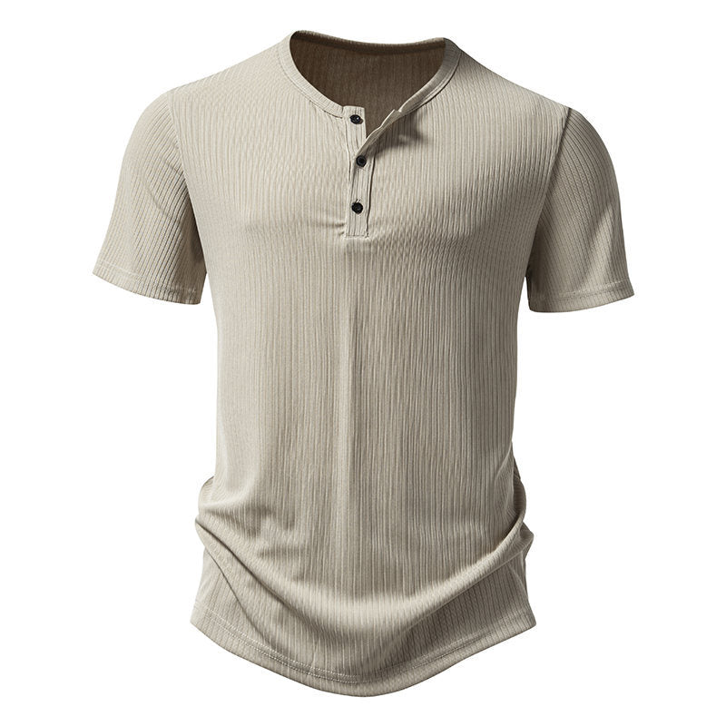 Herrar kortärmad henley-tröja med strukturerad design Mirla-Eva Jonsson