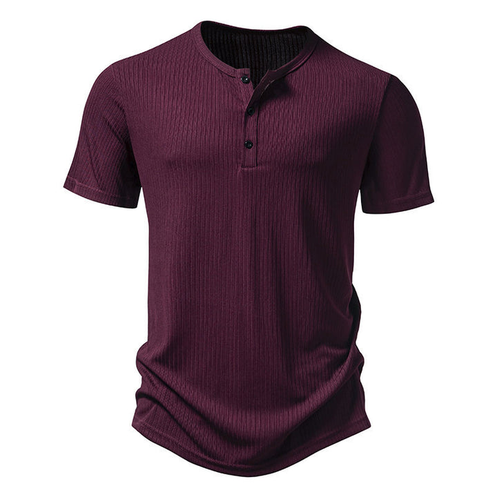 Herrar kortärmad henley-tröja med strukturerad design Mirla-Eva Jonsson