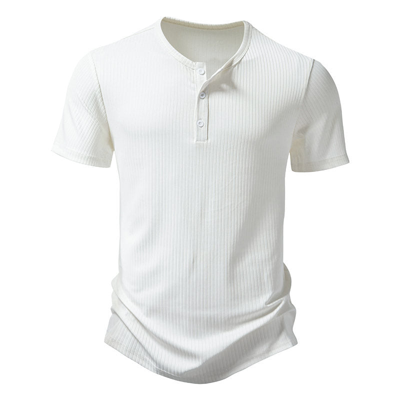 Herrar kortärmad henley-tröja med strukturerad design Mirla-Eva Jonsson