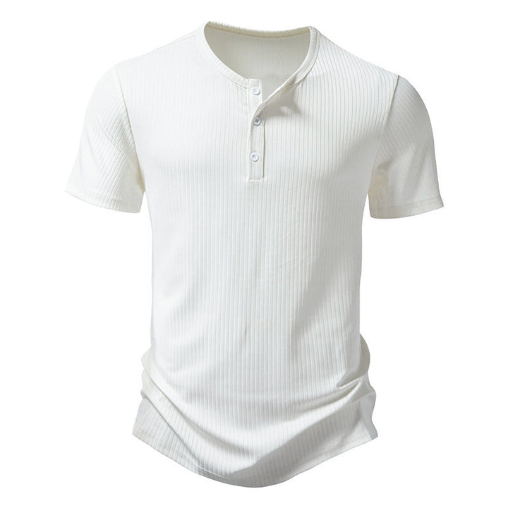 Herrar kortärmad henley-tröja med strukturerad design Mirla-Eva Jonsson