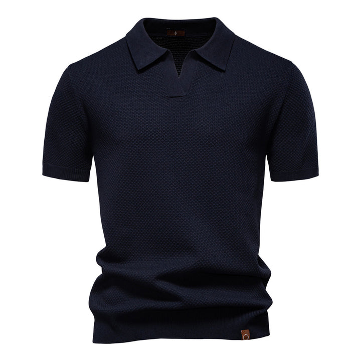 Herrar kortärmad polo skjorta med strukturerad design Eva Jonsson-Eva Jonsson