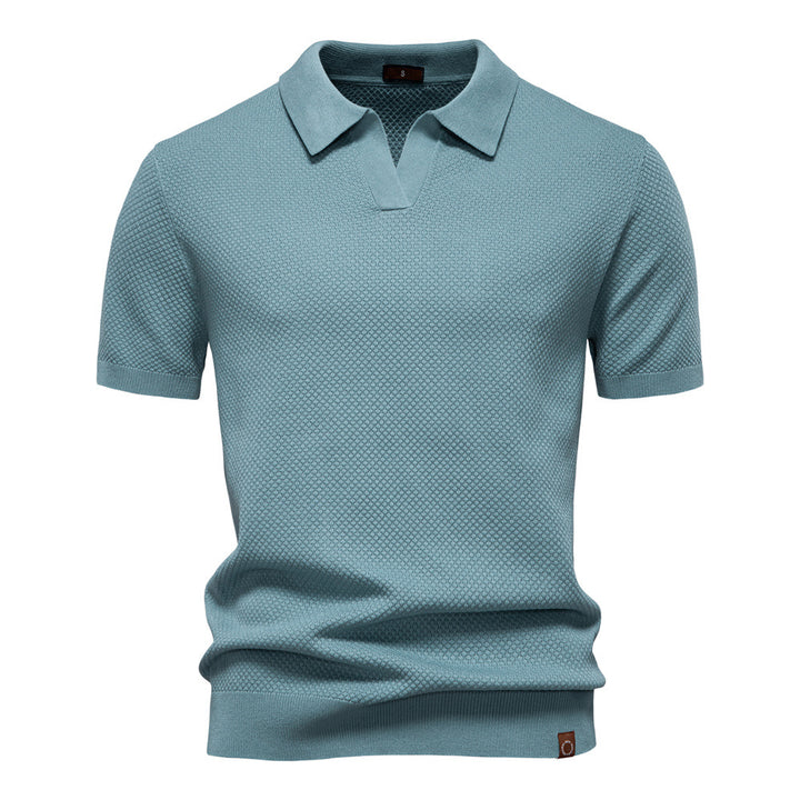 Herrar kortärmad polo skjorta med strukturerad design Eva Jonsson-Eva Jonsson