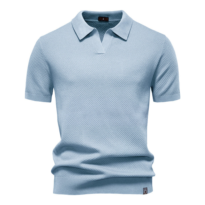 Herrar kortärmad polo skjorta med strukturerad design Eva Jonsson-Eva Jonsson