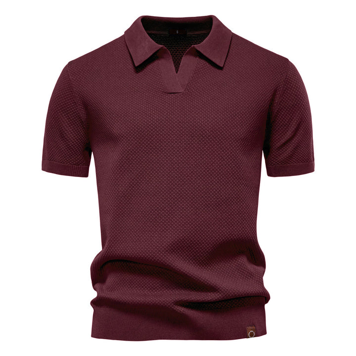 Herrar kortärmad polo skjorta med strukturerad design Eva Jonsson-Eva Jonsson