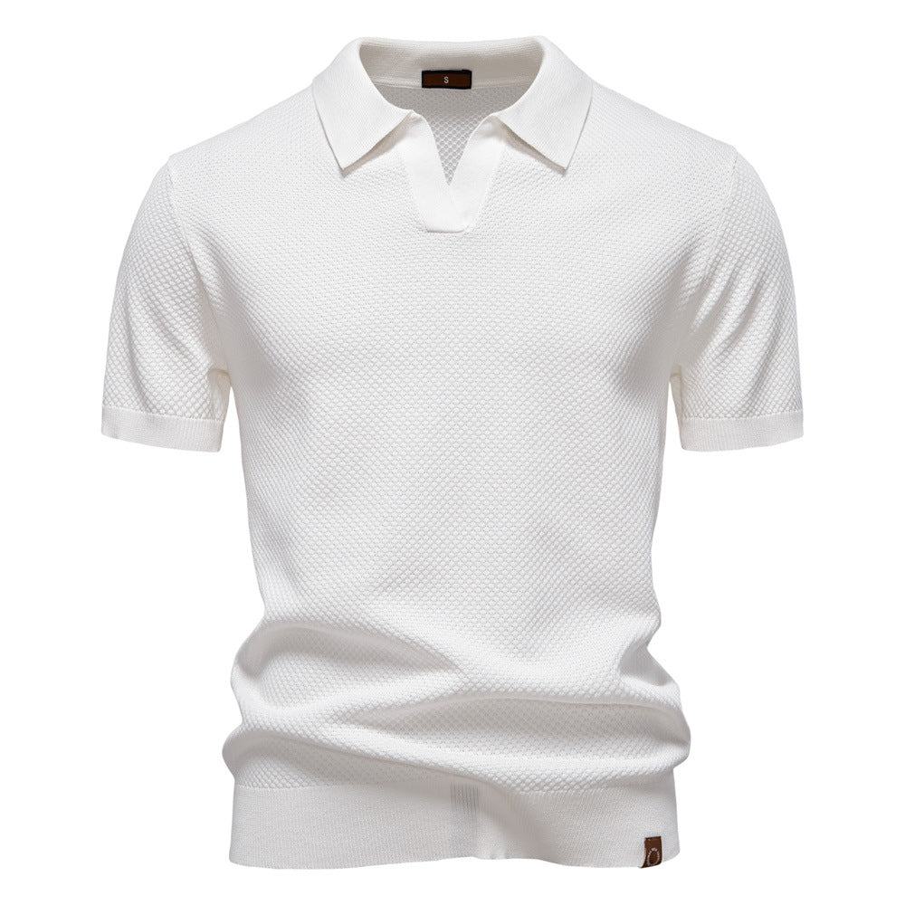 Herrar kortärmad polo skjorta med strukturerad design Eva Jonsson-Eva Jonsson