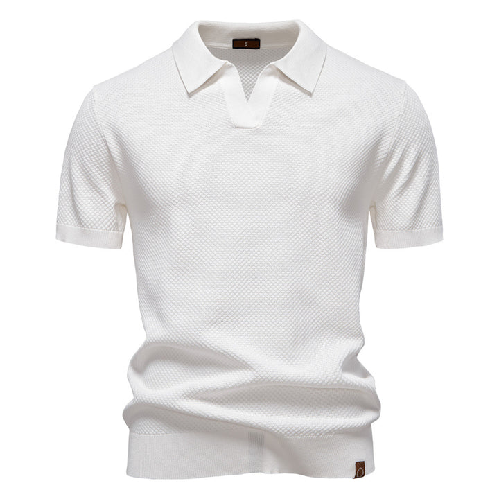 Herrar kortärmad polo skjorta med strukturerad design Eva Jonsson-Eva Jonsson