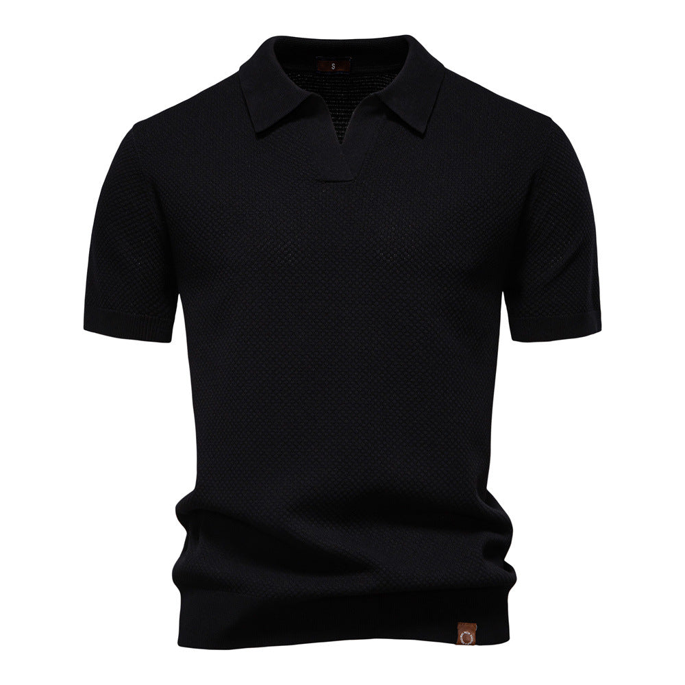 Herrar kortärmad polo skjorta med strukturerad design Eva Jonsson-Eva Jonsson