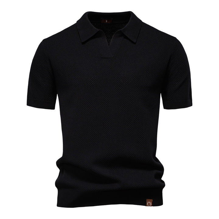 Herrar kortärmad polo skjorta med strukturerad design Eva Jonsson-Eva Jonsson