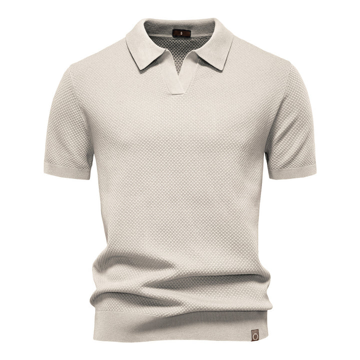 Herrar kortärmad polo skjorta med strukturerad design Eva Jonsson-Eva Jonsson