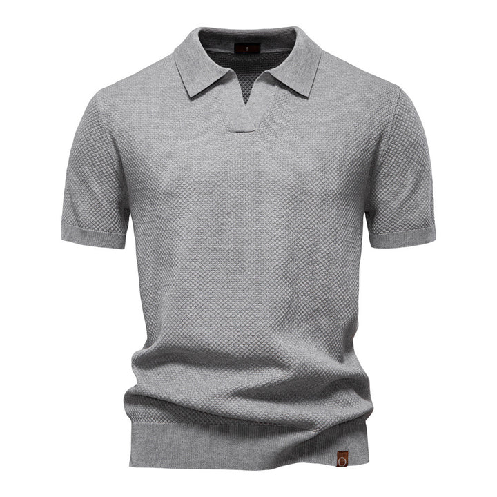 Herrar kortärmad polo skjorta med strukturerad design Eva Jonsson-Eva Jonsson