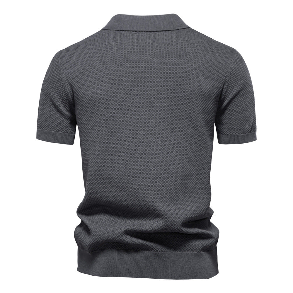 Herrar kortärmad polo skjorta med strukturerad design Eva Jonsson-Eva Jonsson