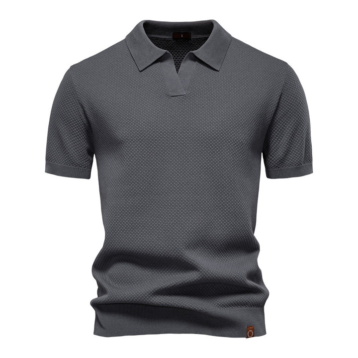 Herrar kortärmad polo skjorta med strukturerad design Eva Jonsson-Eva Jonsson