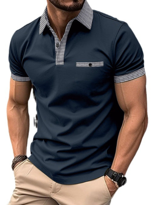 Herrar kortärmad poloshirt med rutigt krage Mirla-Eva Jonsson