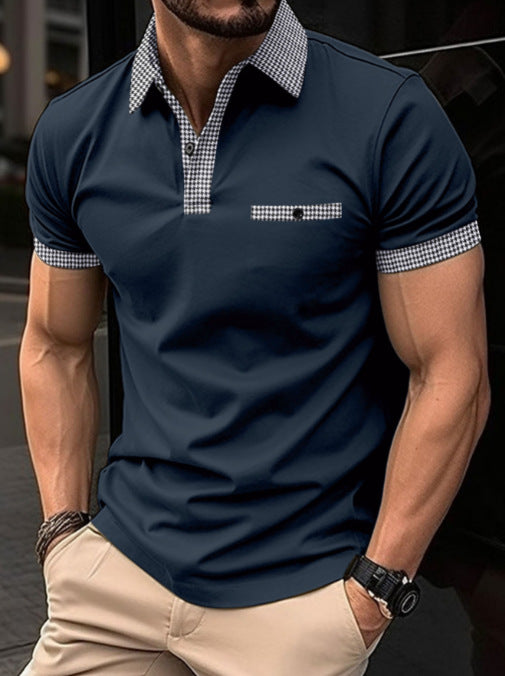 Herrar kortärmad poloshirt med rutigt krage Mirla-Eva Jonsson