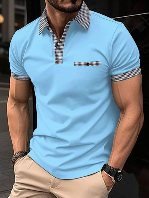 Herrar kortärmad poloshirt med rutigt krage Mirla-Eva Jonsson