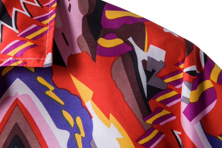 Herrar kortärmad skjorta med iögonfallande geometrisk design och praktisk bröstficka Eva Jonsson-Eva Jonsson