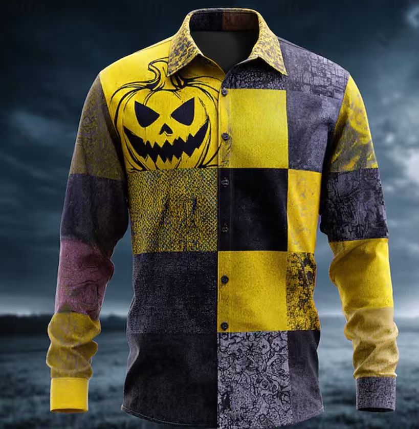 Herrar kortärmad skjorta med unik Halloween-motiv Mirla-Eva Jonsson