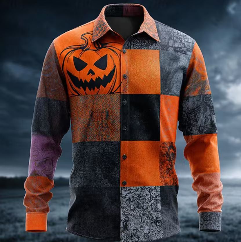Herrar kortärmad skjorta med unik Halloween-motiv Mirla-Eva Jonsson