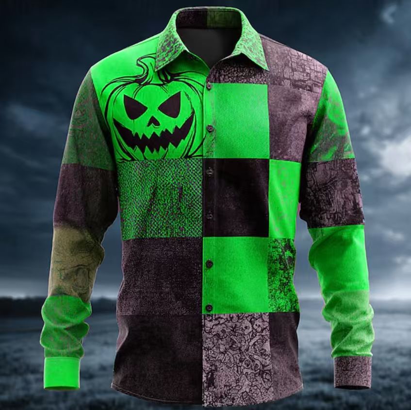 Herrar kortärmad skjorta med unik Halloween-motiv Mirla-Eva Jonsson
