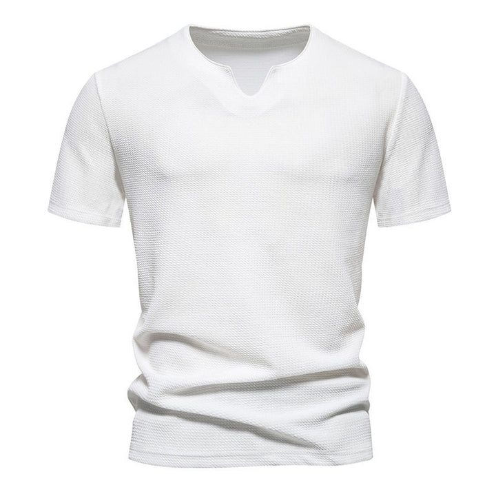 Herrar kortärmad t-shirt med modern v-ringning och andningsbar struktur Eva Jonsson-Eva Jonsson
