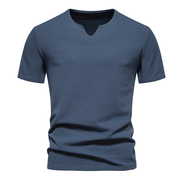 Herrar kortärmad t-shirt med modern v-ringning och andningsbar struktur Eva Jonsson-Eva Jonsson